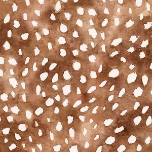 Pre-order Sweat Fabric French Terry Sold by the Meter 1.60 m wide Fawn Animal Fur Pattern Brown Spots Dots