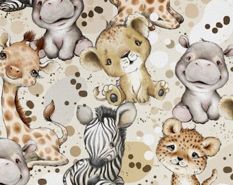 Pre-order Premium Cotton Fabric Patchwork Wild Animals Safari Giraffe Zebra Lion Tiger Boys