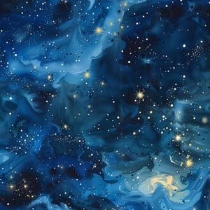 Galaxhimmel, stjärnor, måne, universum, rymden + Mörkblå, från 50 cm + Val av bomull, jersey, sweatshirttyg eller muslin