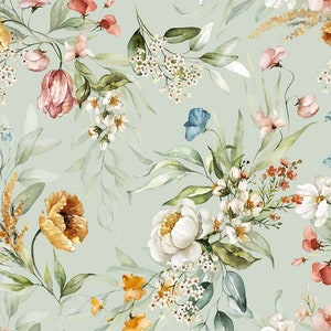 Pre-order soft printed faux leather eco sold by the meter flower garden roses light blue 1.40 m wide