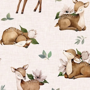Pre-order jersey fabric sold by the meter 1.60 m wide fawn flowers
