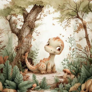 Précommandez ! Tissu exclusif à panneaux en coton premium Babydino dinosaures dans la jungle + 3 tailles différentes