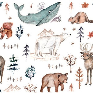 Pre-order jersey fabric sold by the meter 1.60 m wide wildlife Canada