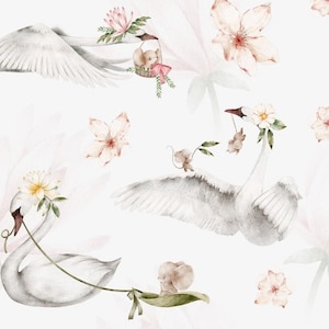 Précommandez exclusivement du tissu en coton premium patchwork fleurs de cygne et de souris
