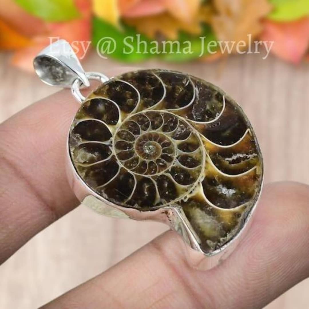 アンモナイト Ammonite Fossil Silver Pendant 925 Sterling Silver Pendant