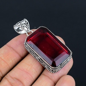 Garnet Pendant 925 Sterling Silver Pendant Red Garnet Gemstone Pendant Handmade Silver Gemstone Jewelry Red Garnet For Necklace Women