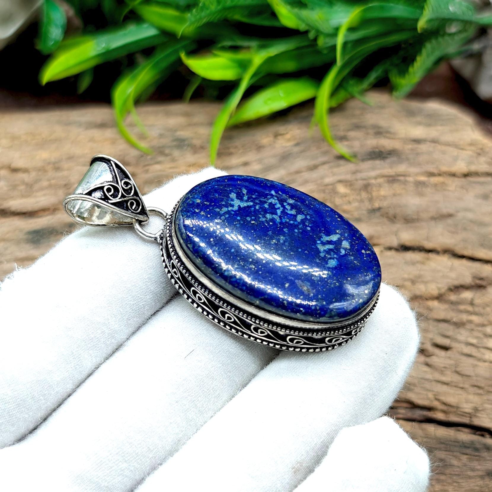 Lapis Lazuli Gemstone Pendant, Sterling Silver Pendant, Lapis