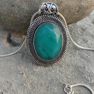 Faceted Zambian Emerald Necklace 925 Sterling Silver Pendant Emerald Pendant Handmade Pendant Gift For Her Beautiful Emerald Jewelry For Mom