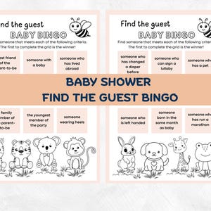 Baby Bingo Game Baby Shower Party Game Find The Guest Game Baby Shower Game Fun Ice Breaker Game Baby Shower Printable Bingo Game