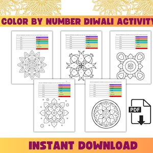 Diwali Rangoli Color by Number: Festive Math Activity (Digital Download)
