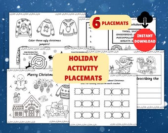 Christmas Activity Placemats: Kids Winter Coloring Bundle (PDF)