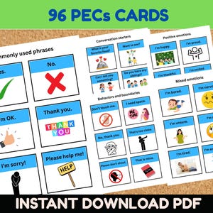 Cartes de communication non verbale - Tableau visuel pour besoins spéciaux - Cartes de communication non verbales Autisme - Communication de l'autisme - Cartes de communication PECS