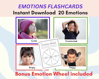 Tarjetas didácticas sobre emociones para niños, aprendizaje socioemocional (patrón PDF)