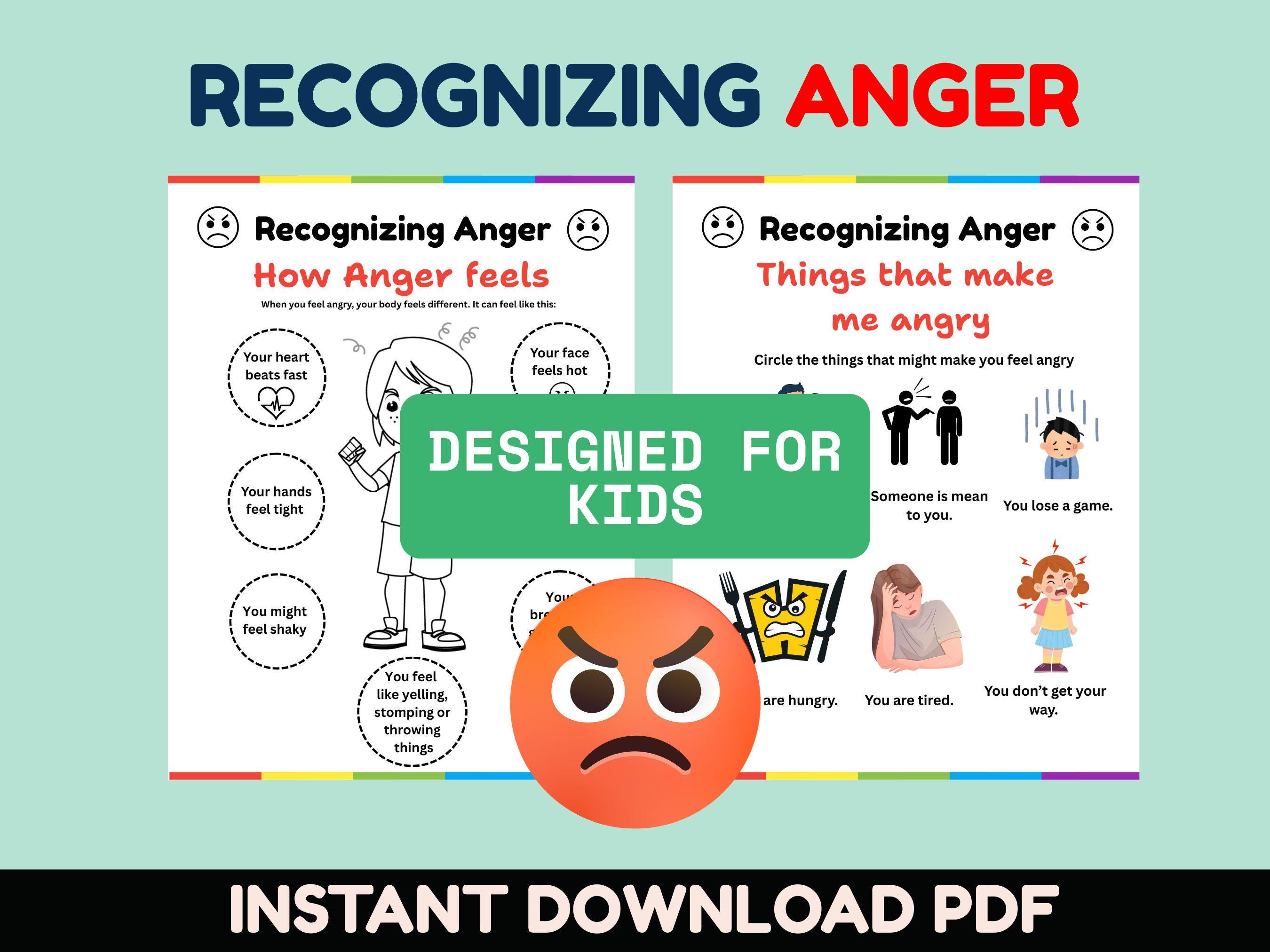 Recognizing Anger Worksheet: Kids Emotional Regulation (PDF) - Etsy