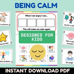 Working Through Anger, Emotional Regulation, Anger Management Printable for Kids, Calming techniques for Kids