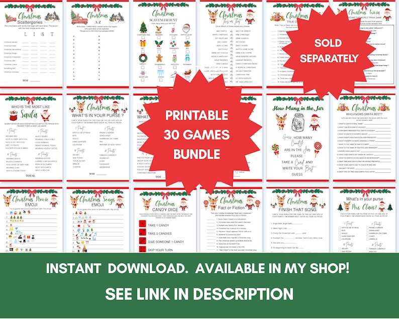 Christmas Emoji Pictionary Game Bundle, Printable Party Games (PDF) - Etsy