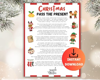 Christmas Pass the Present Game, Printable Holiday Party (Digital Download)