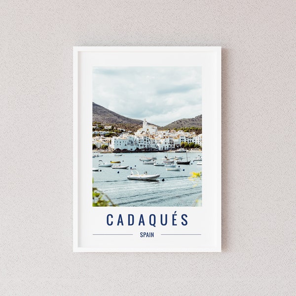 Cartel de viaje digital de Cadaqués, impresión de España, decoración de pared de la Costa Brava, impresión de arte de Cataluña, cartel de la ciudad de Europa, descarga instantánea