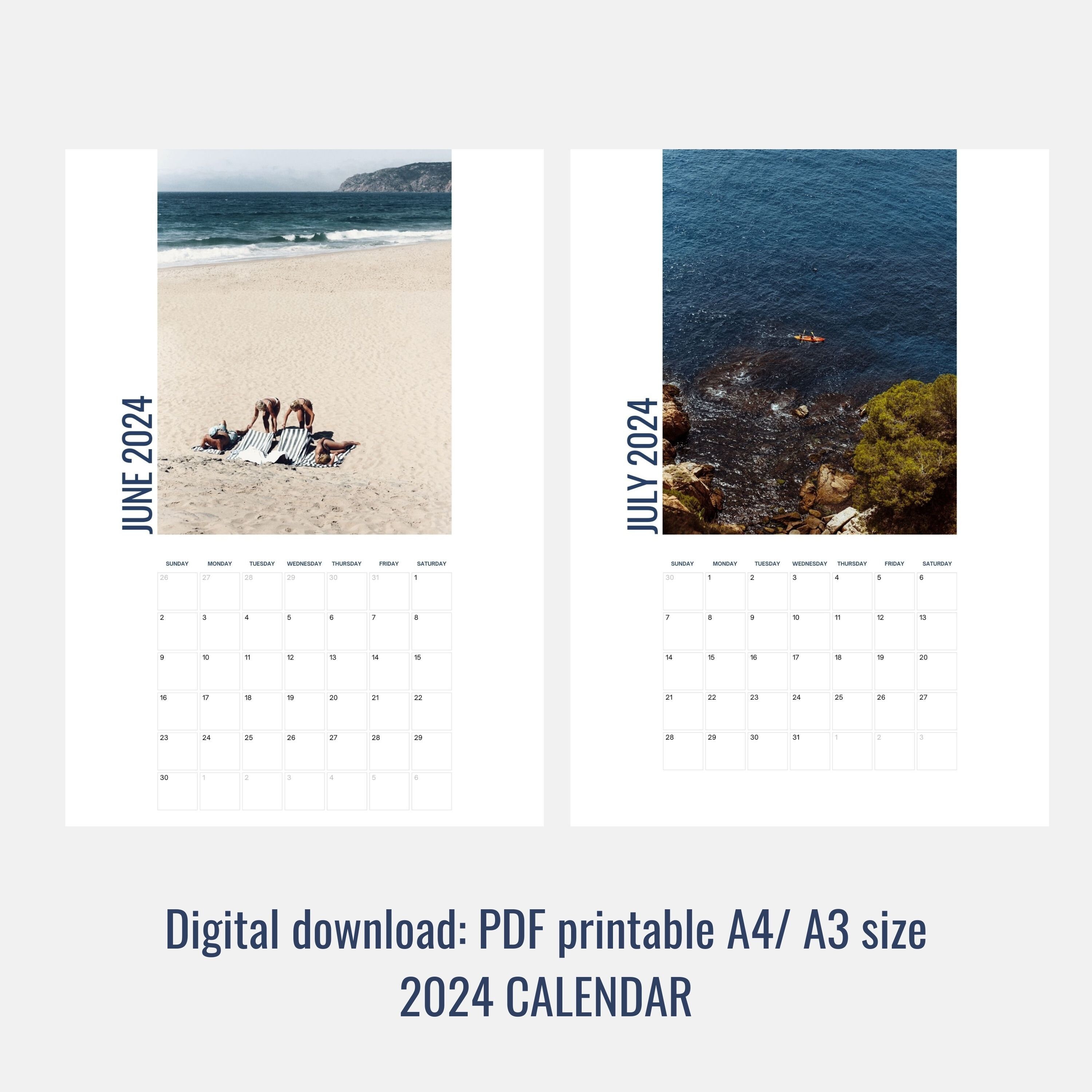 2024 Monthly Printable Wall Calendar 2024 Beach Wall Calendar Etsy