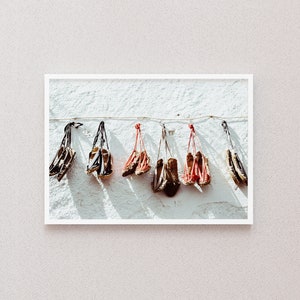 Costa Brava Digital Print, Espadrilles on a Wall, Cadaques Street Decor Art, Traditional White Village Spain, Instant Download