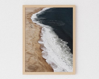 Aerial Beach Printable of NAZARE PORTUGAL, Beach Photo Download, Digital Print, Instant Download