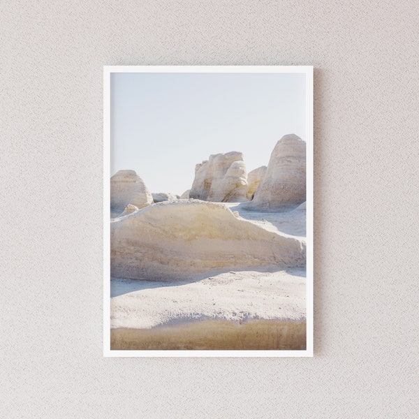 Sarakiniko Digital Print, Milos Beach Print, Greece Poster, White Cliff Photo, Rock Landscape Print, Geology Wall Decor, Instant Download