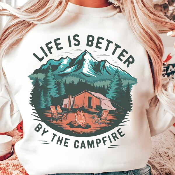 Camping Sublimation, Instant Download, Printable Design, Summer Sublimation, Retro Camping Png, Vintage Camping Png, Campfire Png, Nature