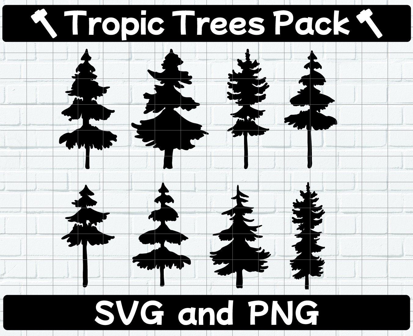 Tropical Trees Bundle Svg 8 Hand-drawn Trees Svg Designs Trees SVG ...