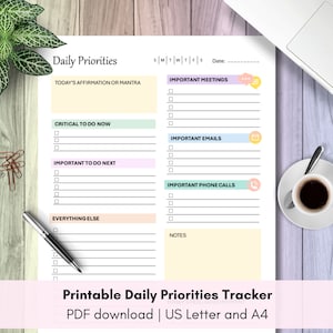 Printable Daily Priorities Tracker: To-Do List Planner (PDF)