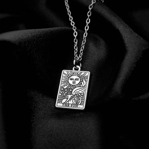 Tarotkaart hanger ketting zilveren tarotketting, The Star Tarot, Moon Tarot Ketting Roestvrij staal The Sun Tarot Ketting, The Star Tarot