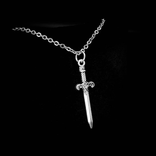 Silver Dagger Pendant Necklace For Women,Men,Gothic,Emo,Punk Unique Dagger Silver Sword Jewellery ,Steel Chain Charm Necklace For Men,
