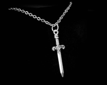 Silver Dagger Pendant Necklace For Women,Men,Gothic,Emo,Punk Unique Dagger Silver Sword Jewellery ,Steel Chain Charm Necklace For Men,