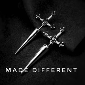 Silver Stud Sword Dagger Earring,Gothic Alternative Grunge Emo Beautiful Threadless Silver Dagger Jewellery,Unique Dagger Goth Earring Charm