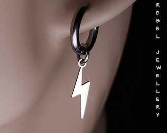 Mens Dangle Lightning Bolt Earring, Mens Lightning Earring Dangle Silver Earring Set For Men And Women Stainless Steel Earrings Gift For Him