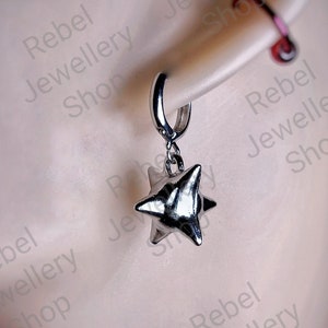 Silver Spike Ball Earrings, Spikey Ball Goth Earrings, Punk Spike Earrings, Punk Dangle Earrings Spikey Charm Earring, Morning Star Earring