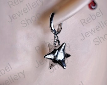 Silver Spike Ball Earrings, Spikey Ball Goth Earrings, Punk Spike Earrings, Punk Dangle Earrings Spikey Charm Earring, Morning Star Earring