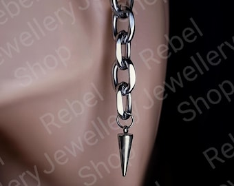 Silver Chain Link Dangle Gothic Earring For Women and Men,Goth Drop and Dangle Chain Earrings Steel, Goth Punk Alternative Statement Earring