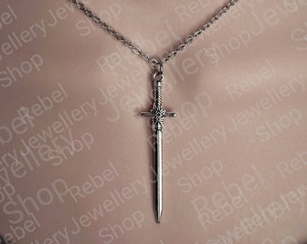 Silver Sword Necklace For Women And Men, Sword Strength Necklace, Alternative Statement Gothic Miniature Sword Necklace Sword Jewelry