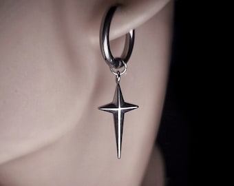 Pendientes colgantes de estrella para hombre, pendientes colgantes de plata para hombre. Pendientes de estrella de plata para hombre regalo para él