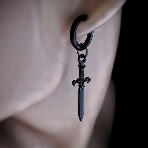 Black Dagger Earrings for Women and Men  Gothic Sword Alternative Black Sword Earring, Dagger Dangle Black Charm Earring Set, Black Earrings
