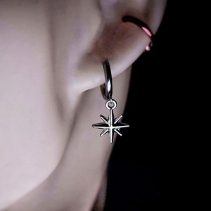 Silver Dangle Star Earring For Men and Women Star Earrings Dangly Silver Earring Set For Men Mens Silver North Star Earrings Birthday Gift
