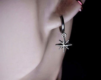 Silver Dangle Star Earring For Men and Women Star Earrings Dangly Silver Earring Set For Men Mens Silver North Star Earrings Birthday Gift