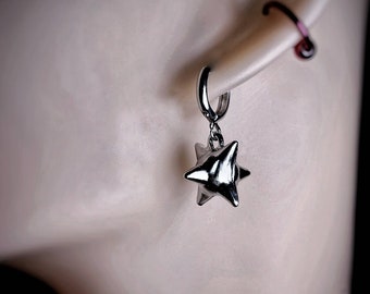 Zilveren Spike Ball Oorbellen, Spikey Ball Goth Oorbellen, Punk Spike Oorbellen, Punk Dangle Oorbellen Spikey Charm Earring, Morning Star Earring