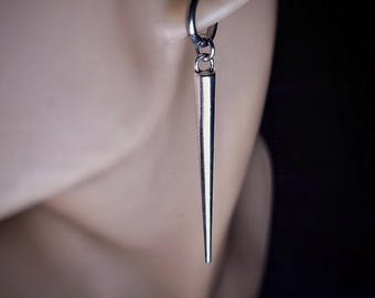 Pendientes largos colgantes de plata con pinchos estilo gótico punk, pendientes colgantes alternativos con pinchos para mujeres y hombres, pendientes góticos de acero con pinchos.