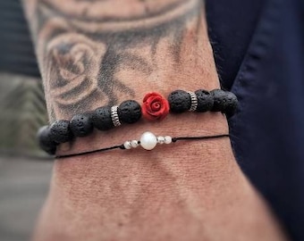 Gothic Rose Beaded Bracelet. Alternative Jewellery,Gothic Grunge Jewellery,Punk Bracelet,Black Stone Beads, Unique Bracelet, Gift for Goths.