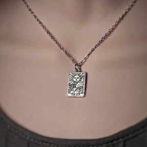 Tarotkaartketting zilveren tarothangerketting, de ster tarot, maan tarotketting roestvrij staal de zon tarotketting, de ster tarot