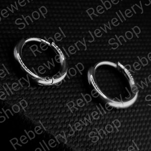 Stainless Steel Silver Hoop Earring Set For Men and Women, Mens Silver Hoop Earring Minimalistic Steel Hoop, 12 mm Huggie Hoop Earrings Men