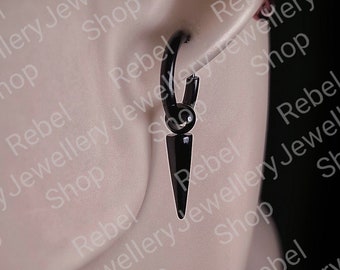 Black Spike Earring Stainless Spike Dangle Earring Men Women Chunky Spike Hoop Earring,Goth Punk Spike Drop Earring Dangle Spikey Gifts Goth