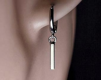 Pendientes de aro colgantes de plata para hombre y mujer, únicos, estilo punk, de diseñador, sencillos, unisex.