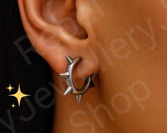 Time Fashion Punk Hollow Thorn Heart Hoop Earrings Gothic Huggie...